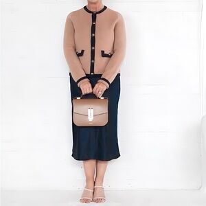 Boden Holly Knitted Jacket - Camel, Navy - Size 4